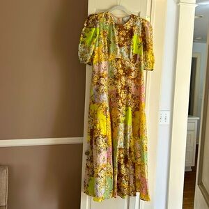 Alemais Matilda patchwork Midi Dress Linen